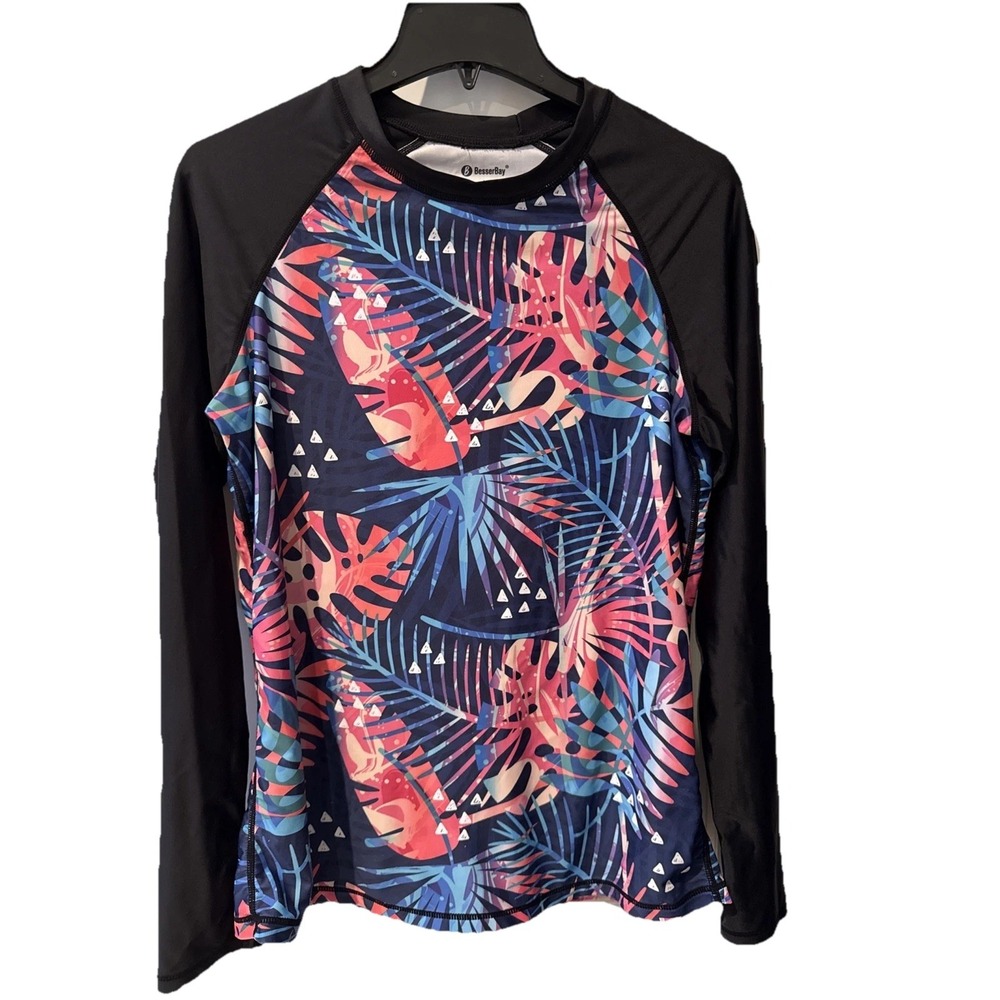 BesserBay Womens Size L Swim Shirt | Long Sleeve | Rashguard | UV Sun Protection